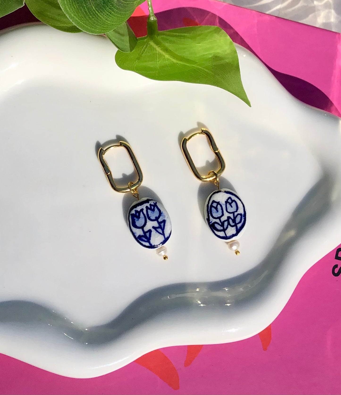 Hand-Painted Ceramic Bead Hoops