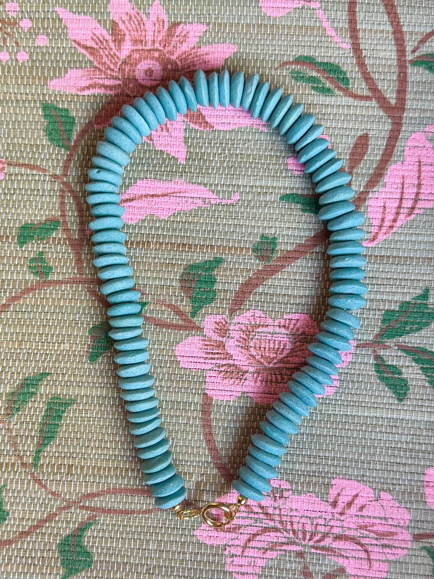 Teal Ashanti Bead Necklace