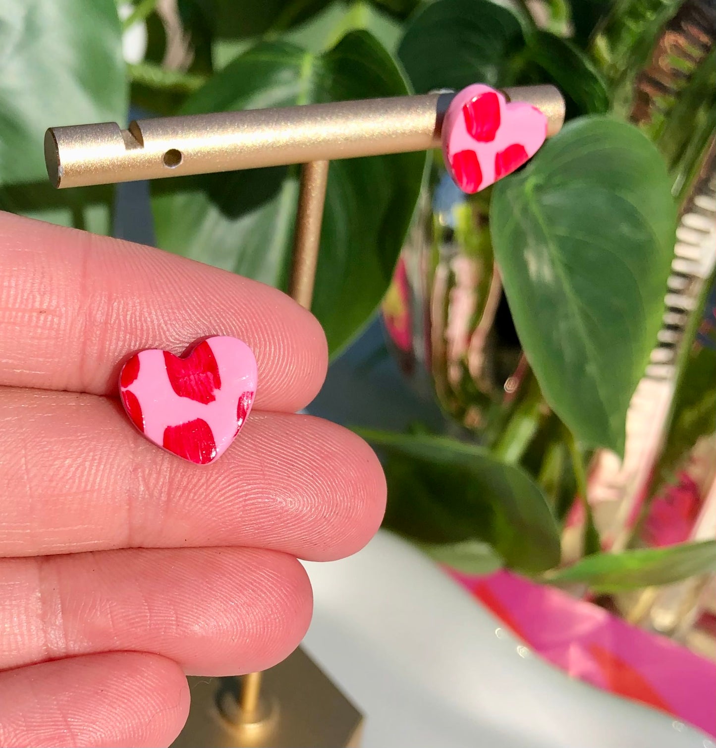 Mini Hand-painted Heart Stud