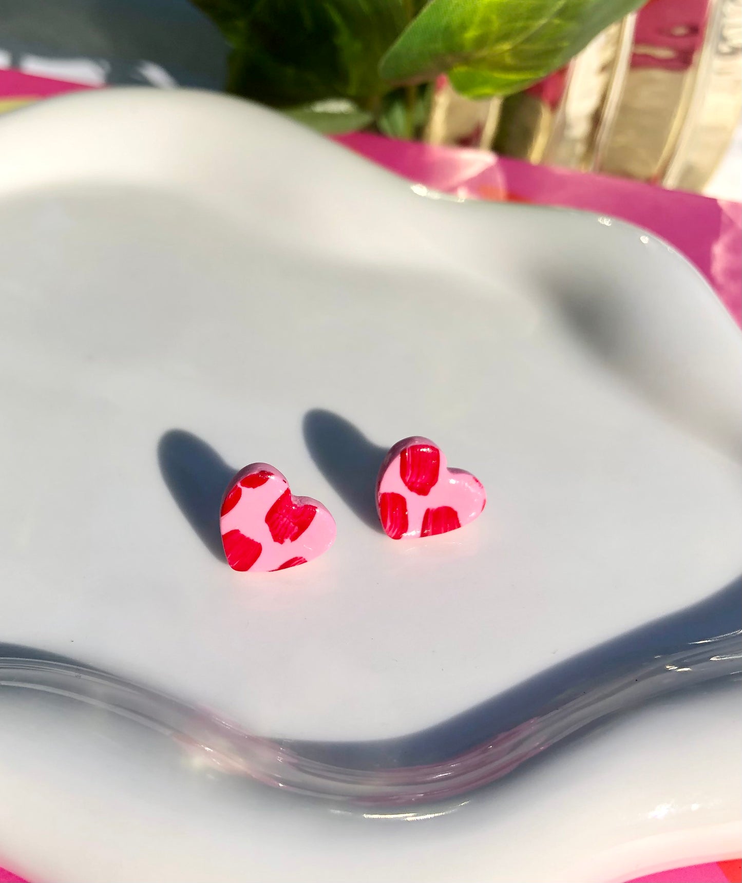 Mini Hand-painted Heart Stud