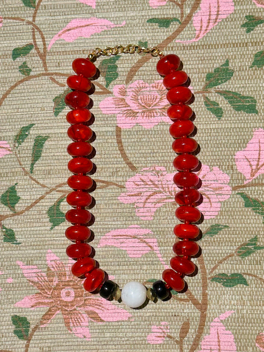 Maeve Necklace- Red + Black