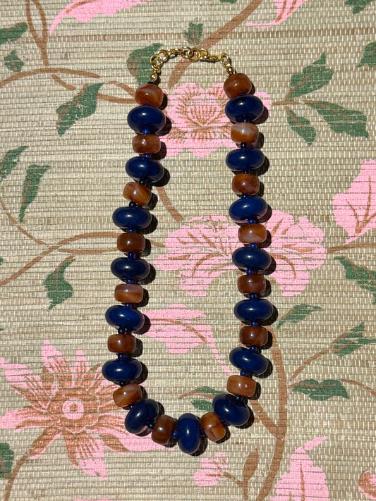 Liv Necklace- Navy + Tortoise