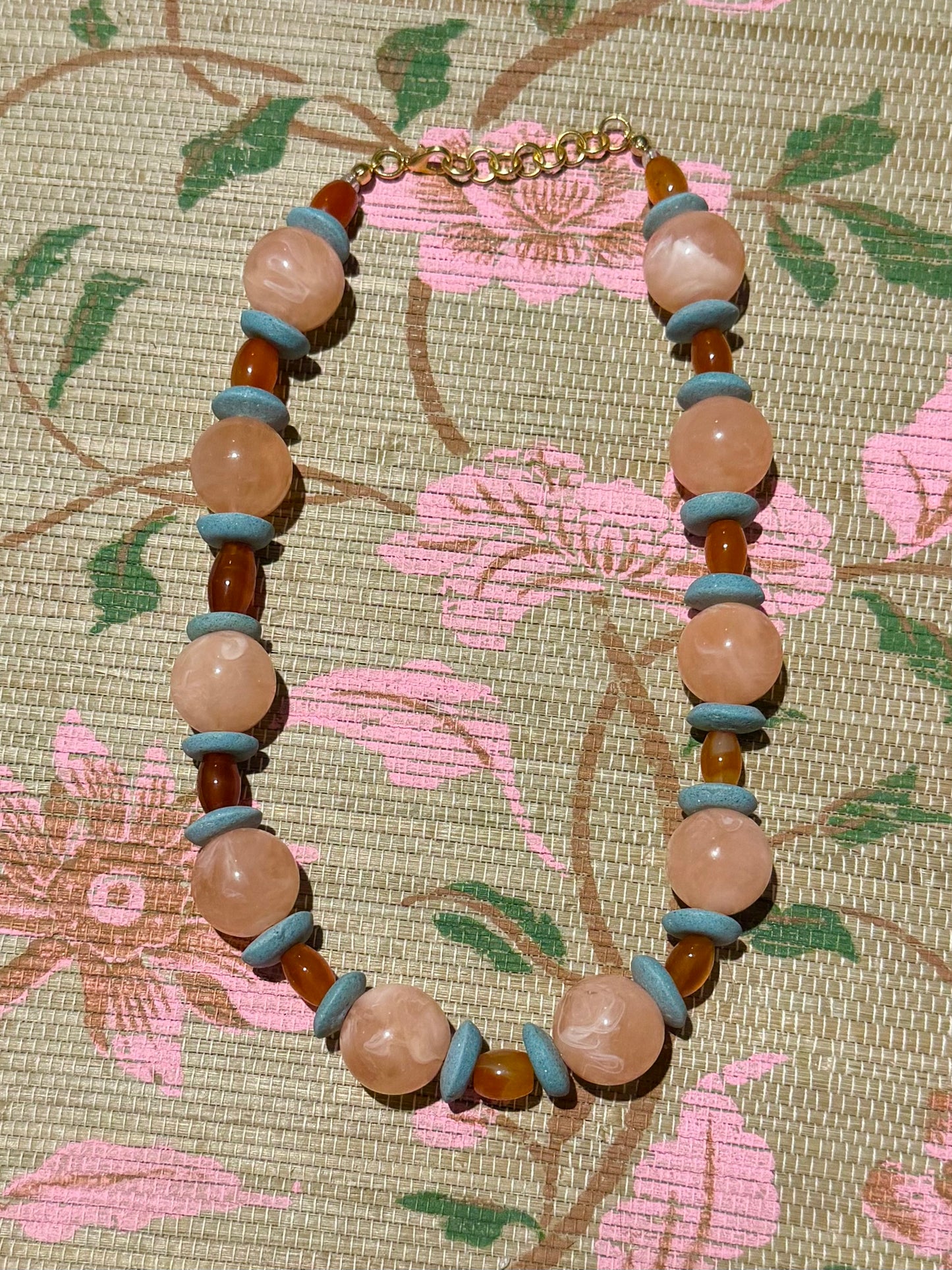 Collins Necklace- Melon + Teal