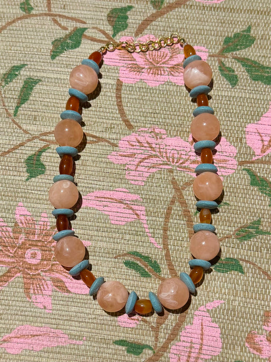 Collins Necklace- Melon + Teal