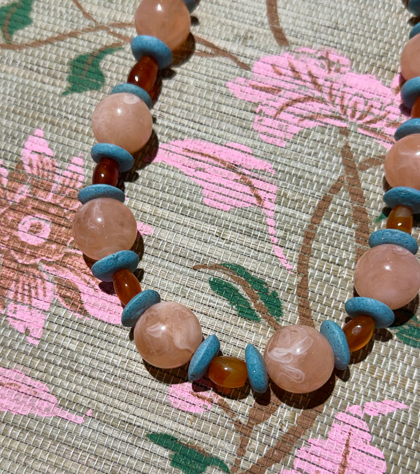Collins Necklace- Melon + Teal