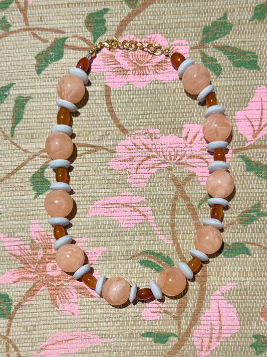 Collins Necklace- Melon + Pale Blue