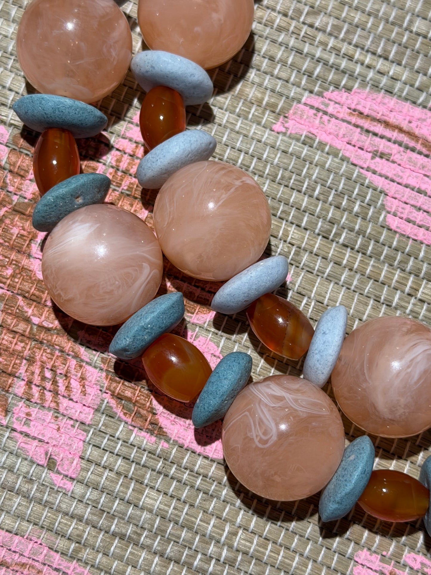 Collins Necklace- Melon + Pale Blue