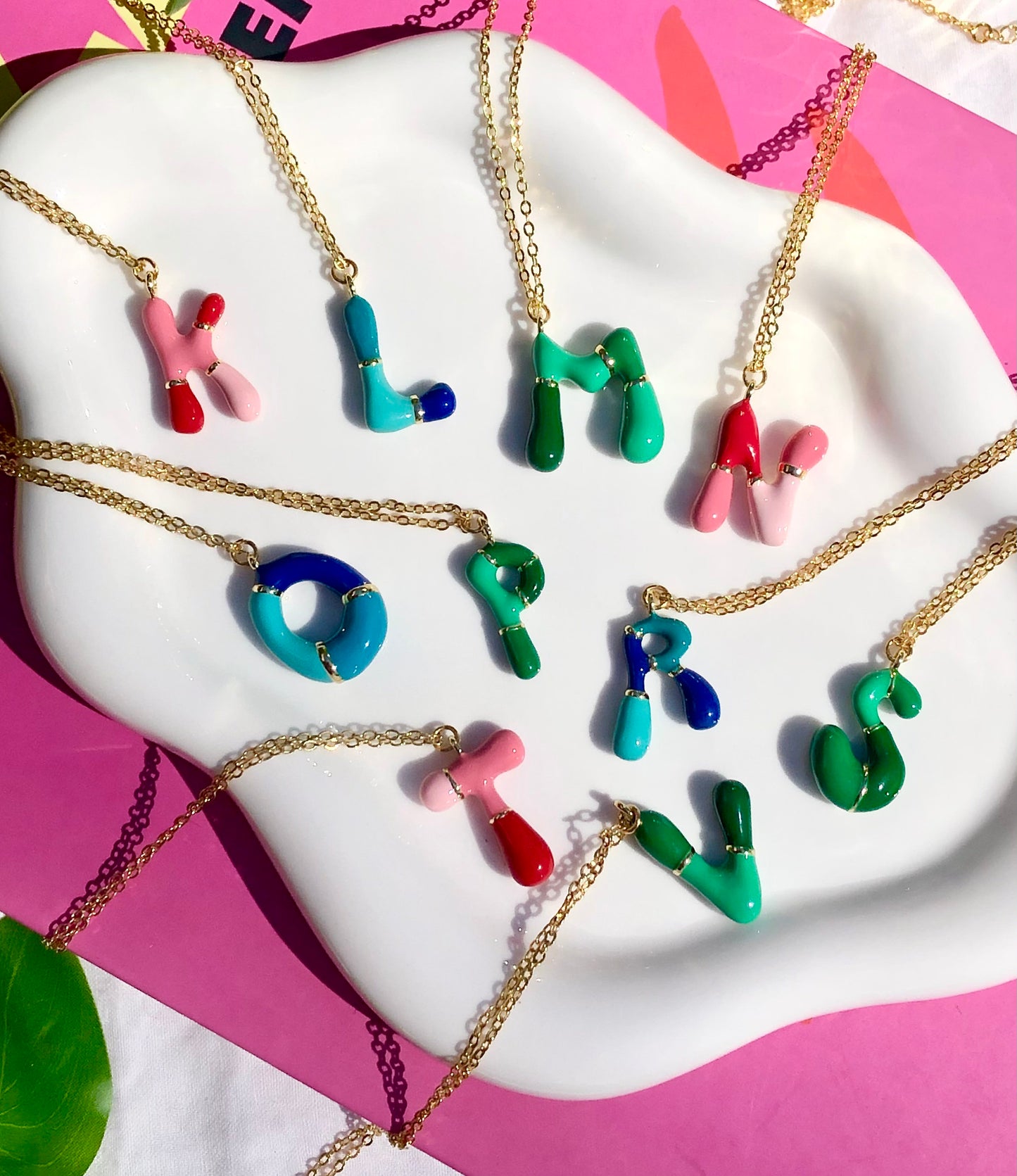 Colorblock Initial Necklace