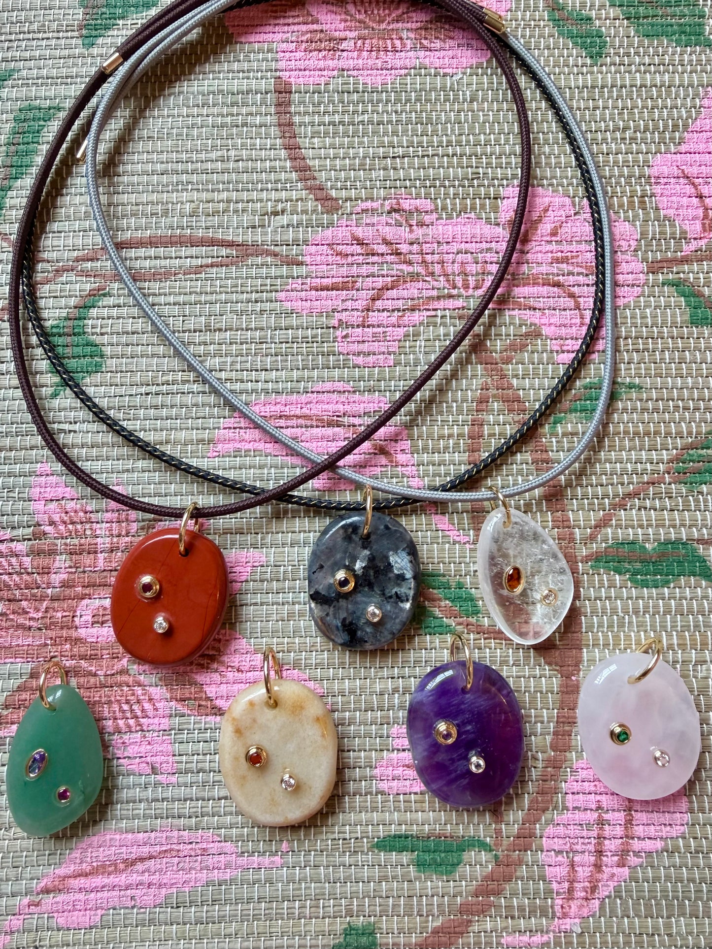Stone Pendant Magnetic Cord Necklace