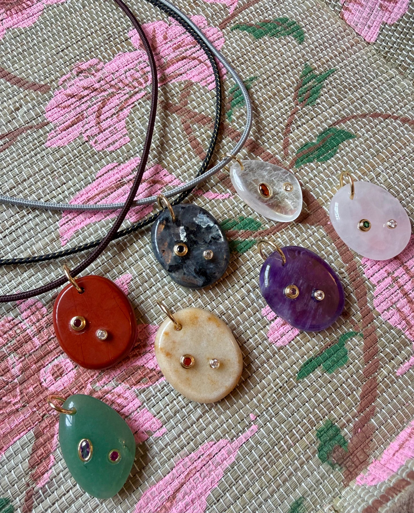 Stone Pendant Magnetic Cord Necklace