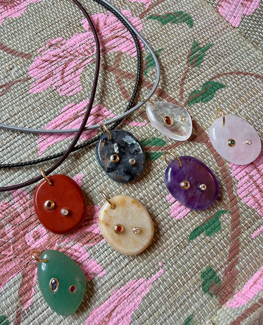Stone Pendant Magnetic Cord Necklace
