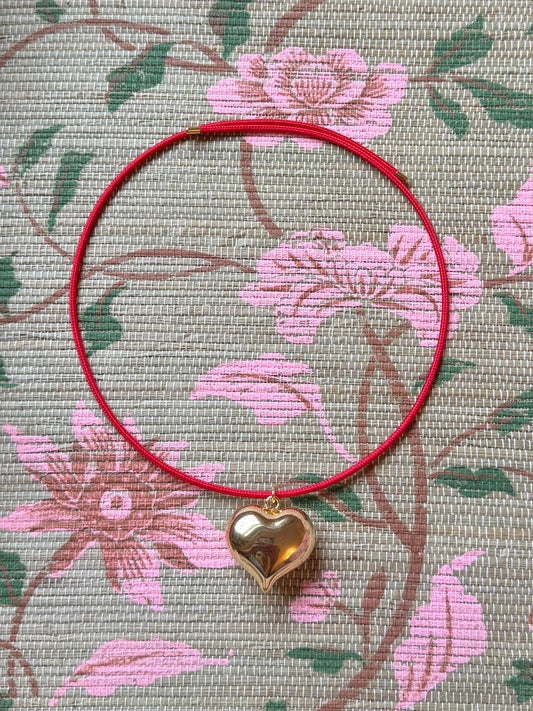 Puffy Heart Magnetic Cord Necklace