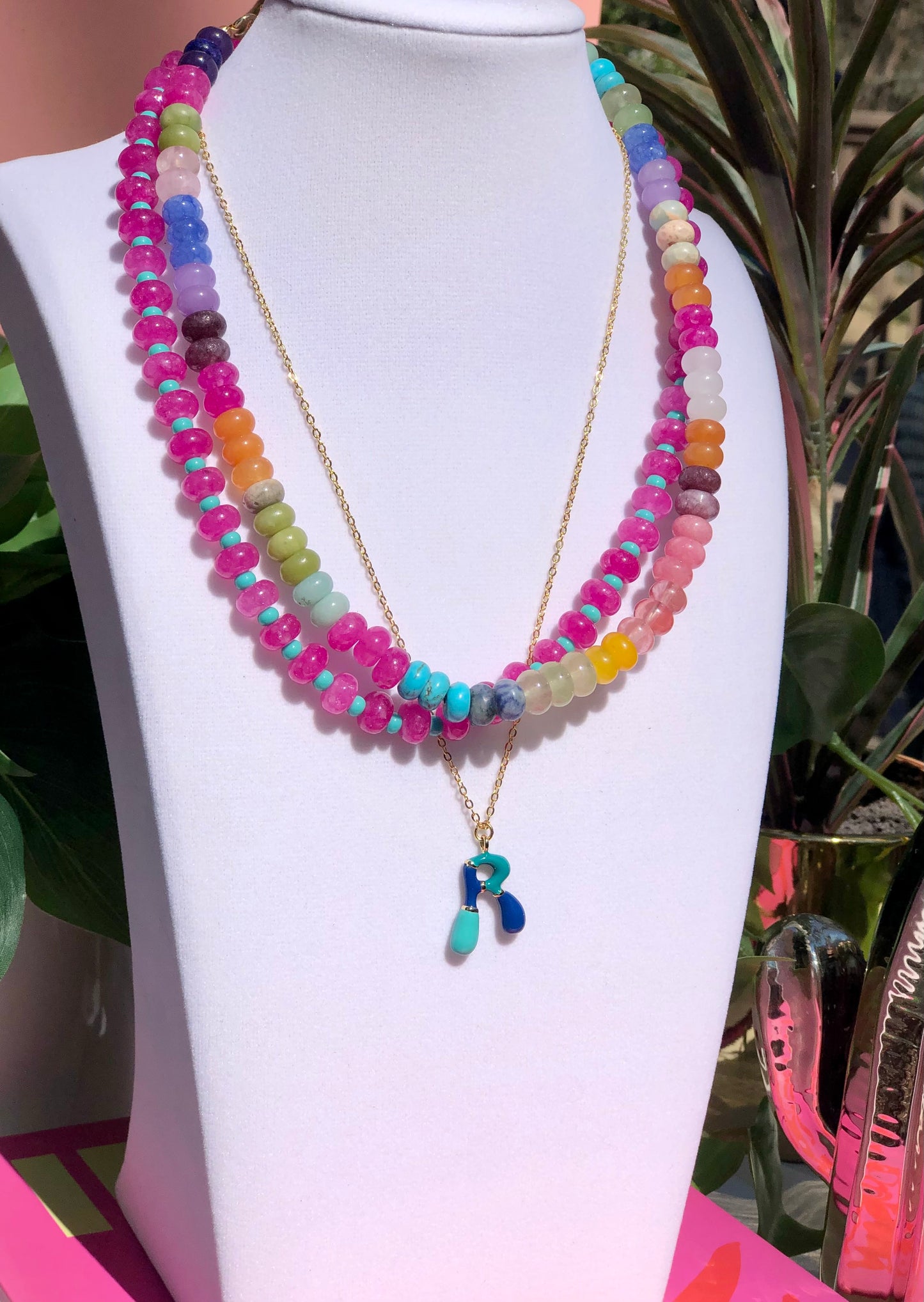 Colorblock Initial Necklace