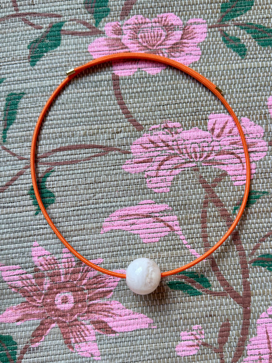 Reese Magnetic Cord Necklace- Orange and White