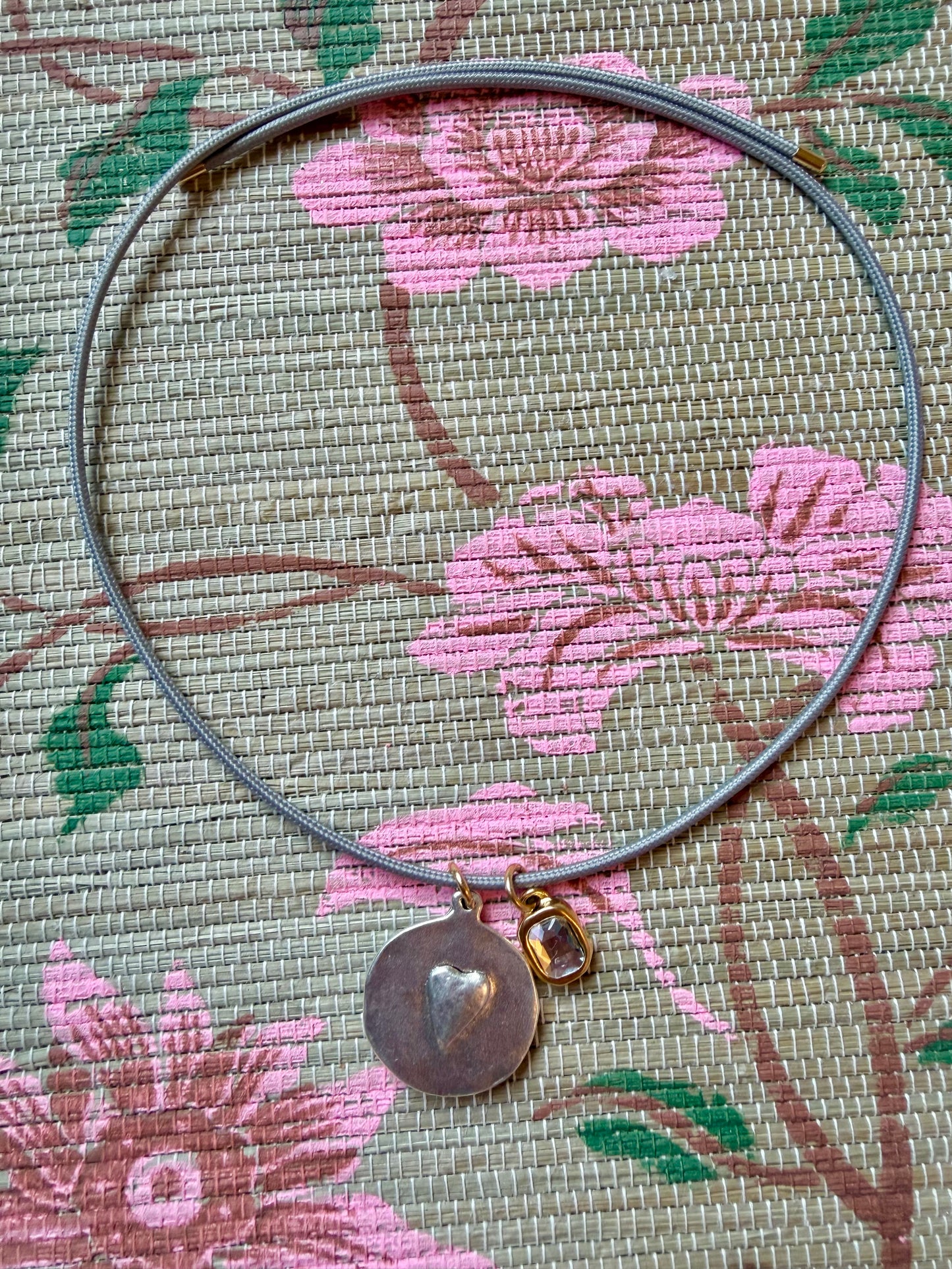 Two Charm Magnetic Cord Necklace- Mixed Metal