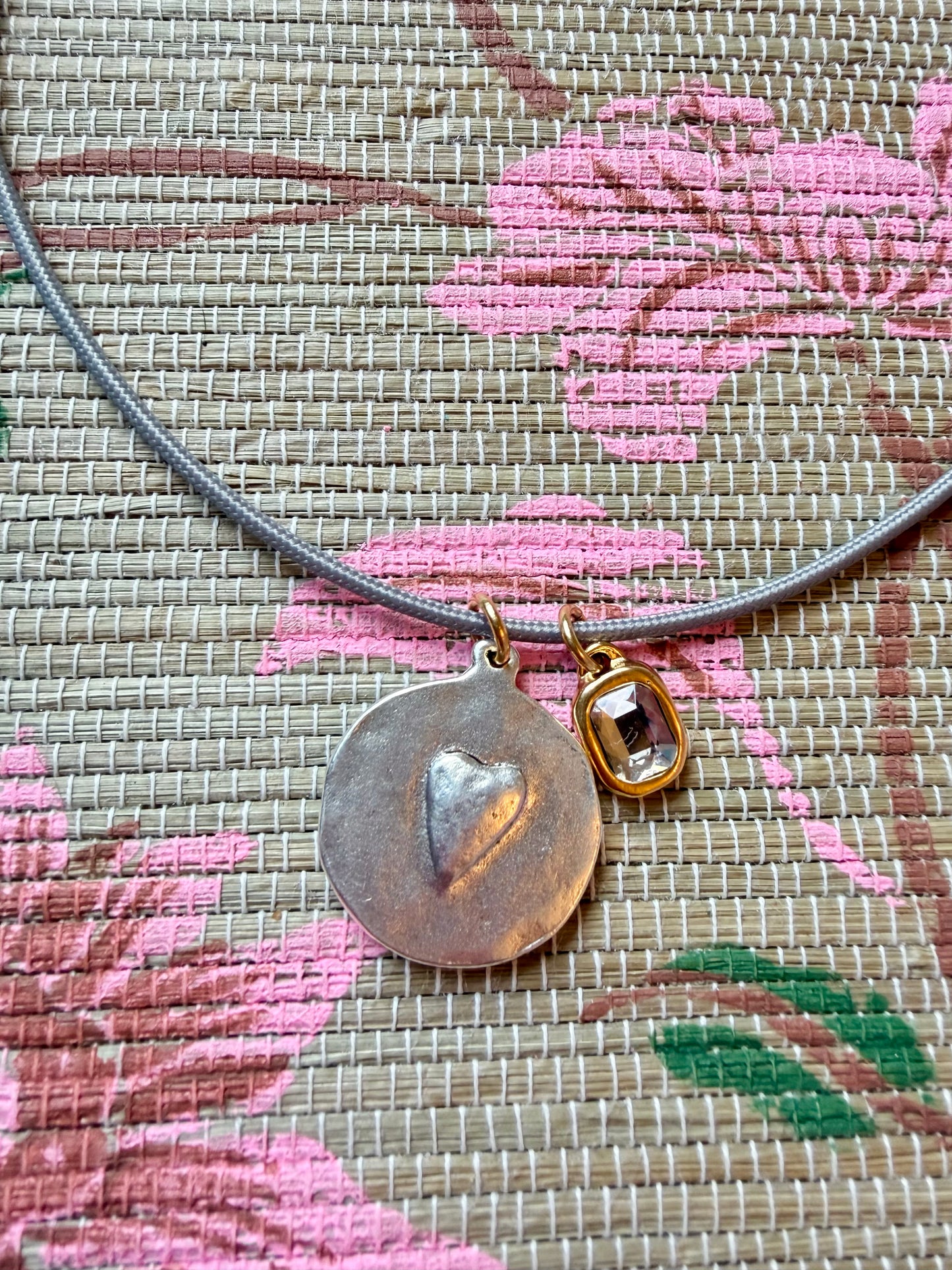 Two Charm Magnetic Cord Necklace- Mixed Metal