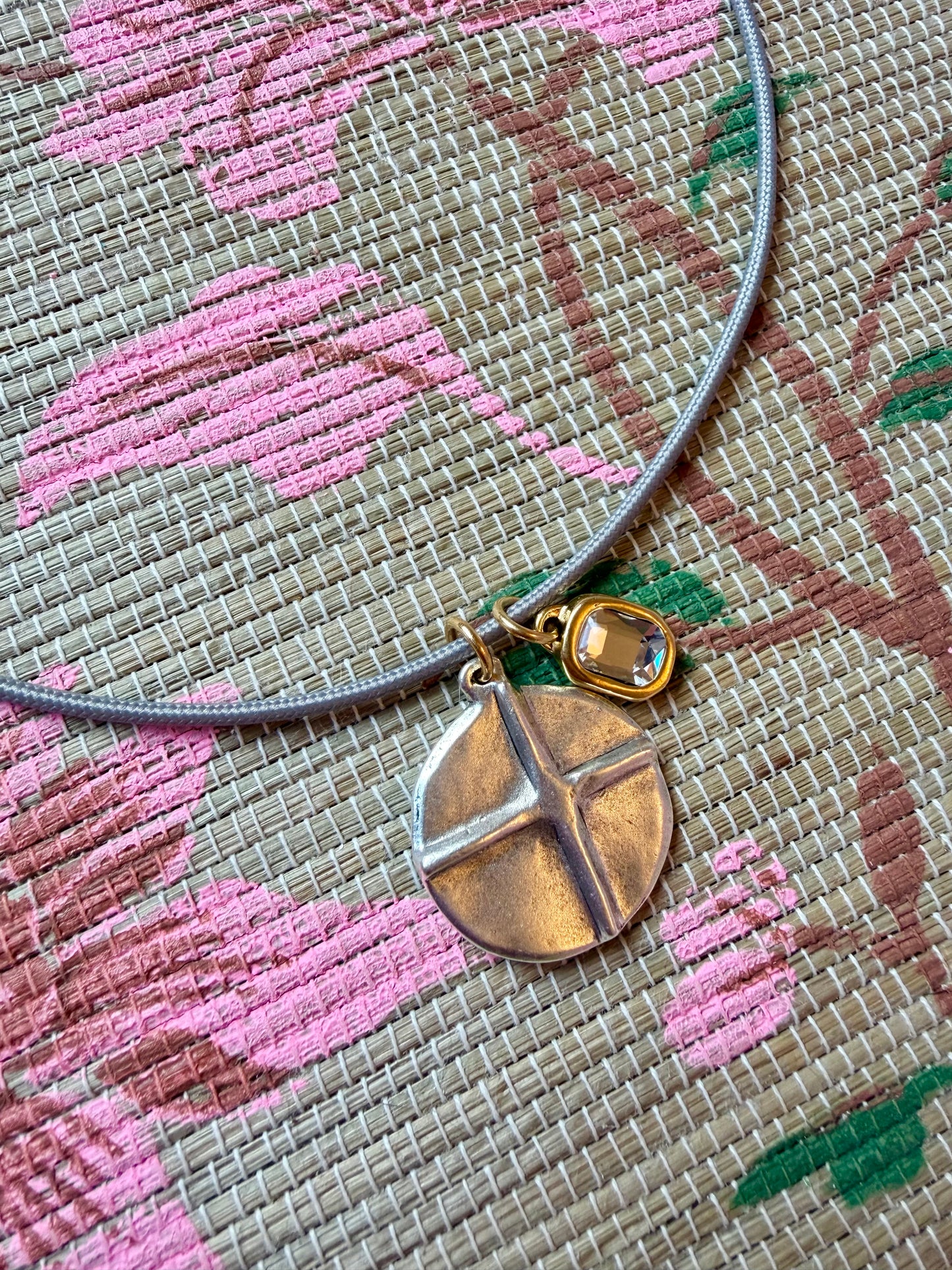 Two Charm Magnetic Cord Necklace- Mixed Metal