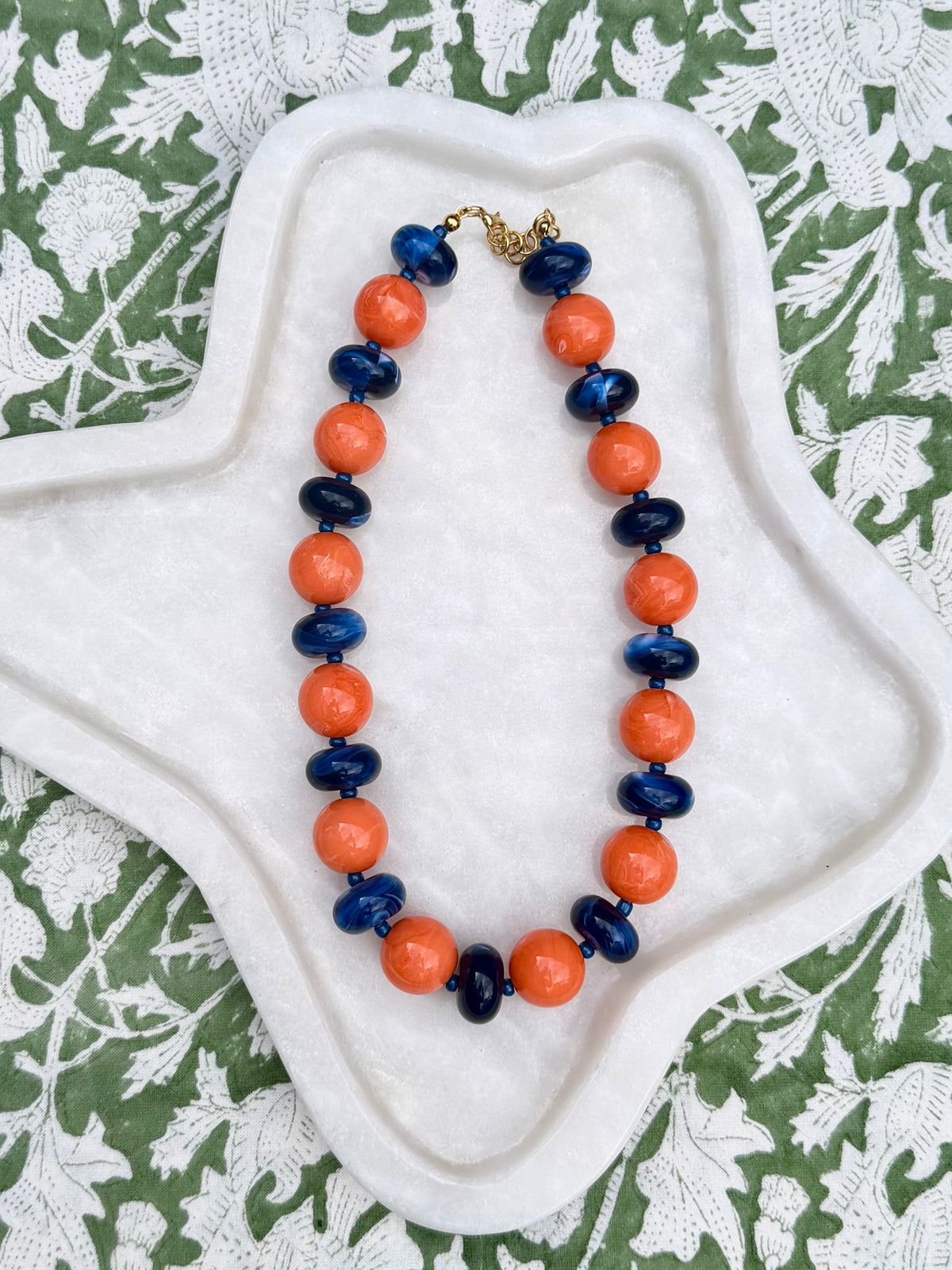 Addie Necklace- Blue + Orange
