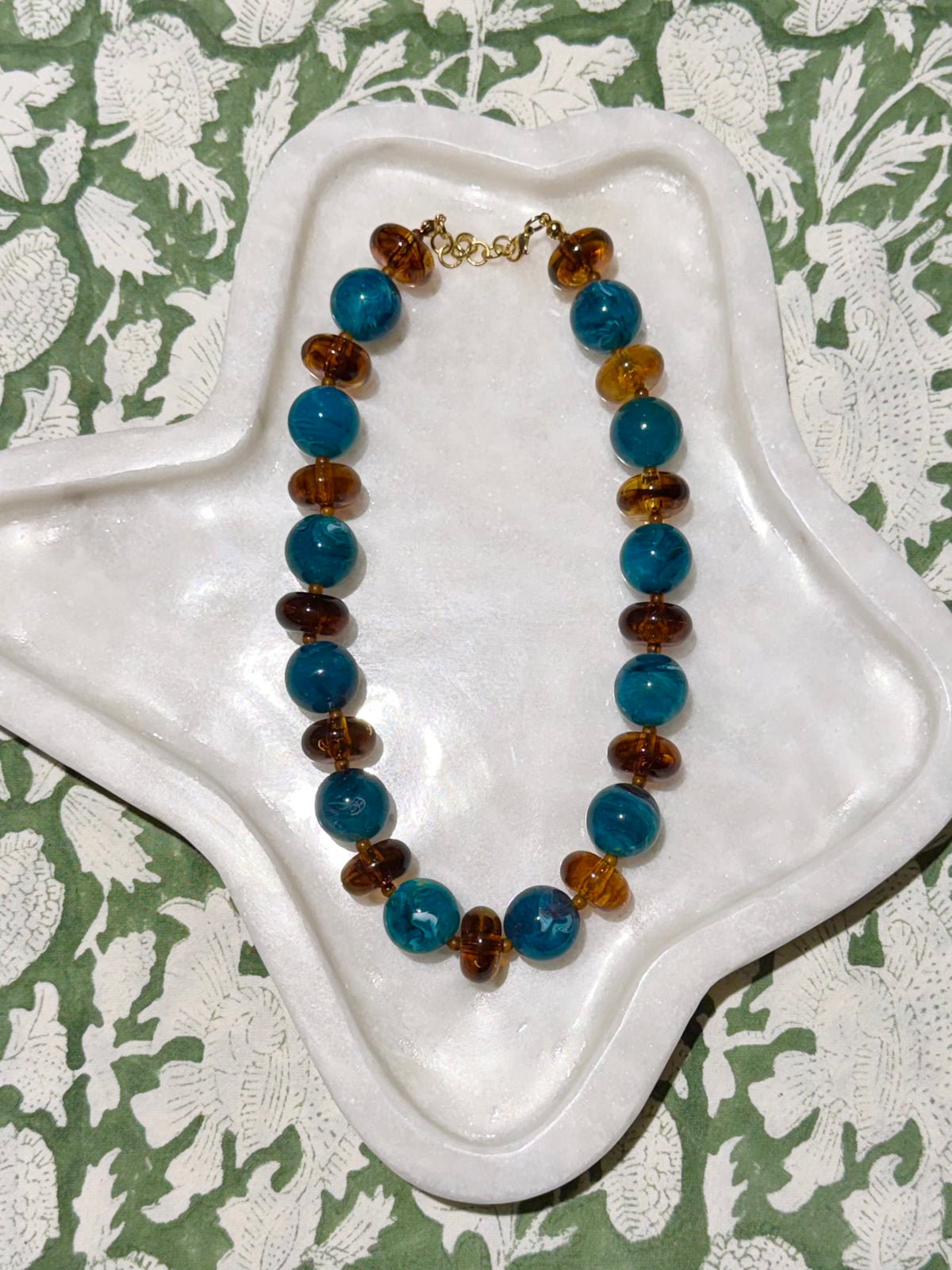 Addie Necklace- Amber + Teal