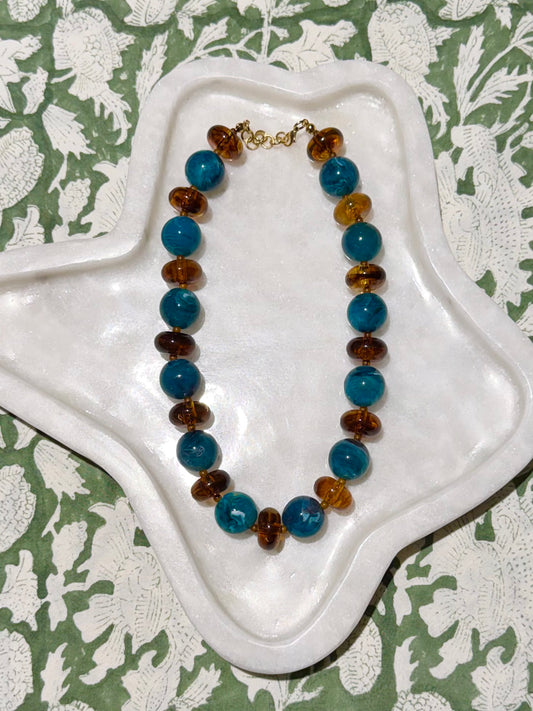 Addie Necklace- Amber + Teal