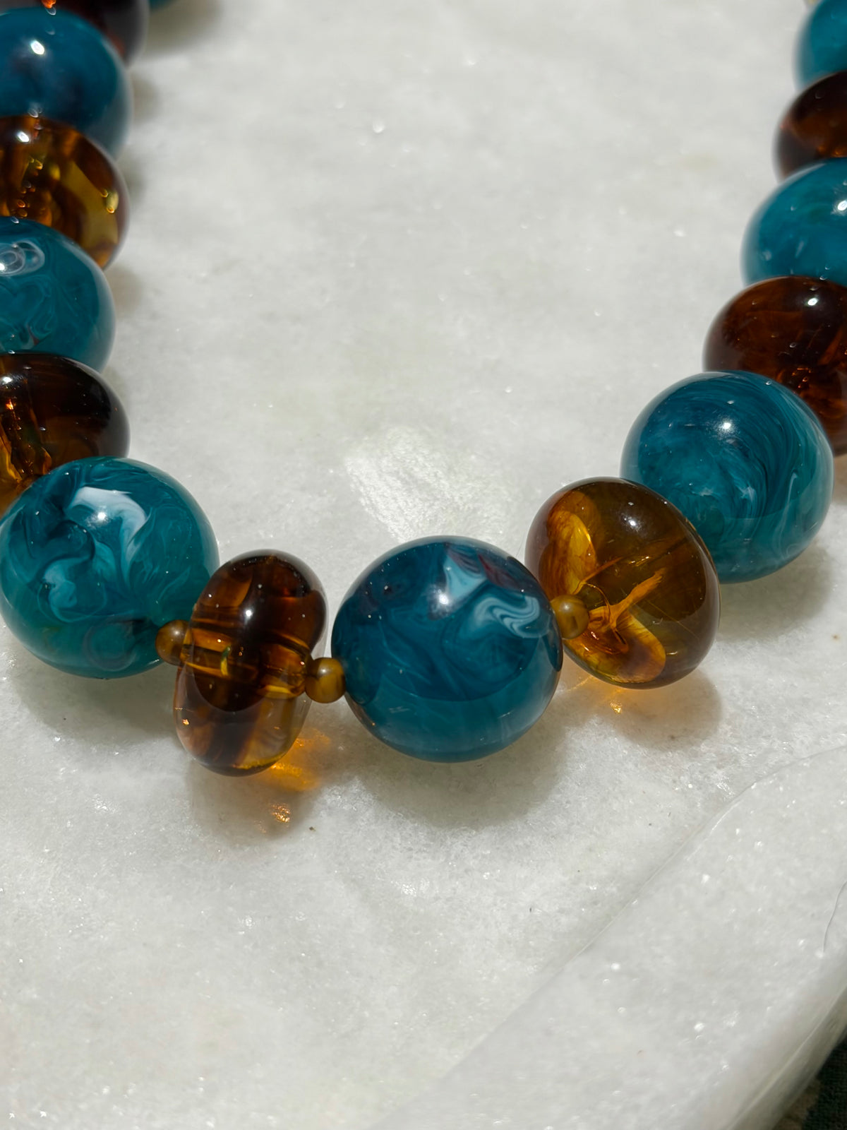 Addie Necklace- Amber + Teal