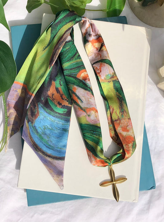 Tulip Cross Scarf Necklace