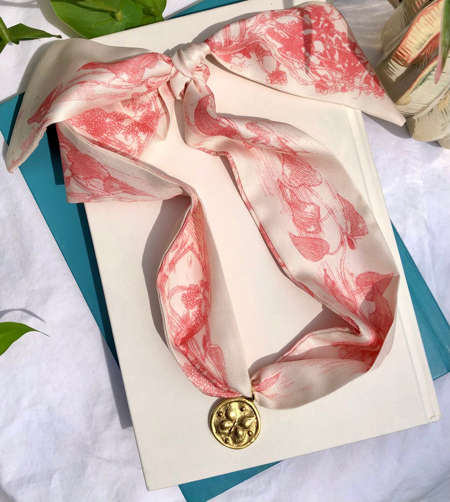 Pink Butterfly Scarf Necklace