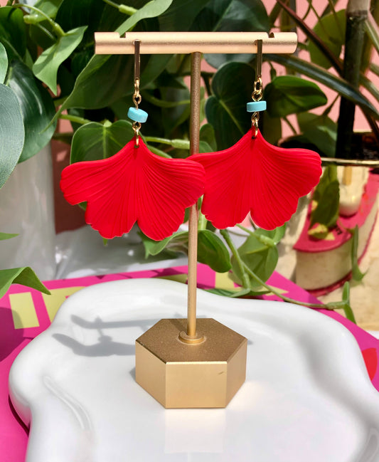 Red + Turquoise Beaded Ginkgos
