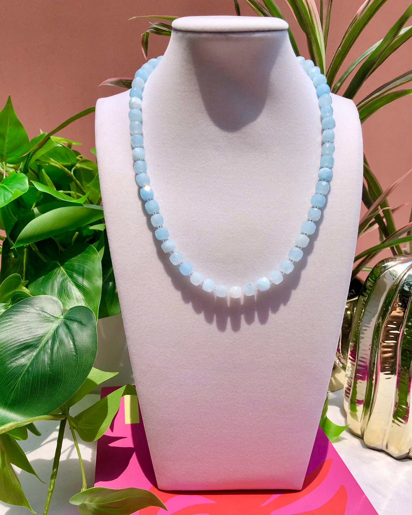 Ice Blue Beaded Necklace